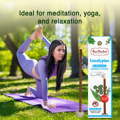 EUCALYPTUS - No Mosquito Repellent Dhoop Sticks | 6 Inch Long with Holder | Charcoal Free