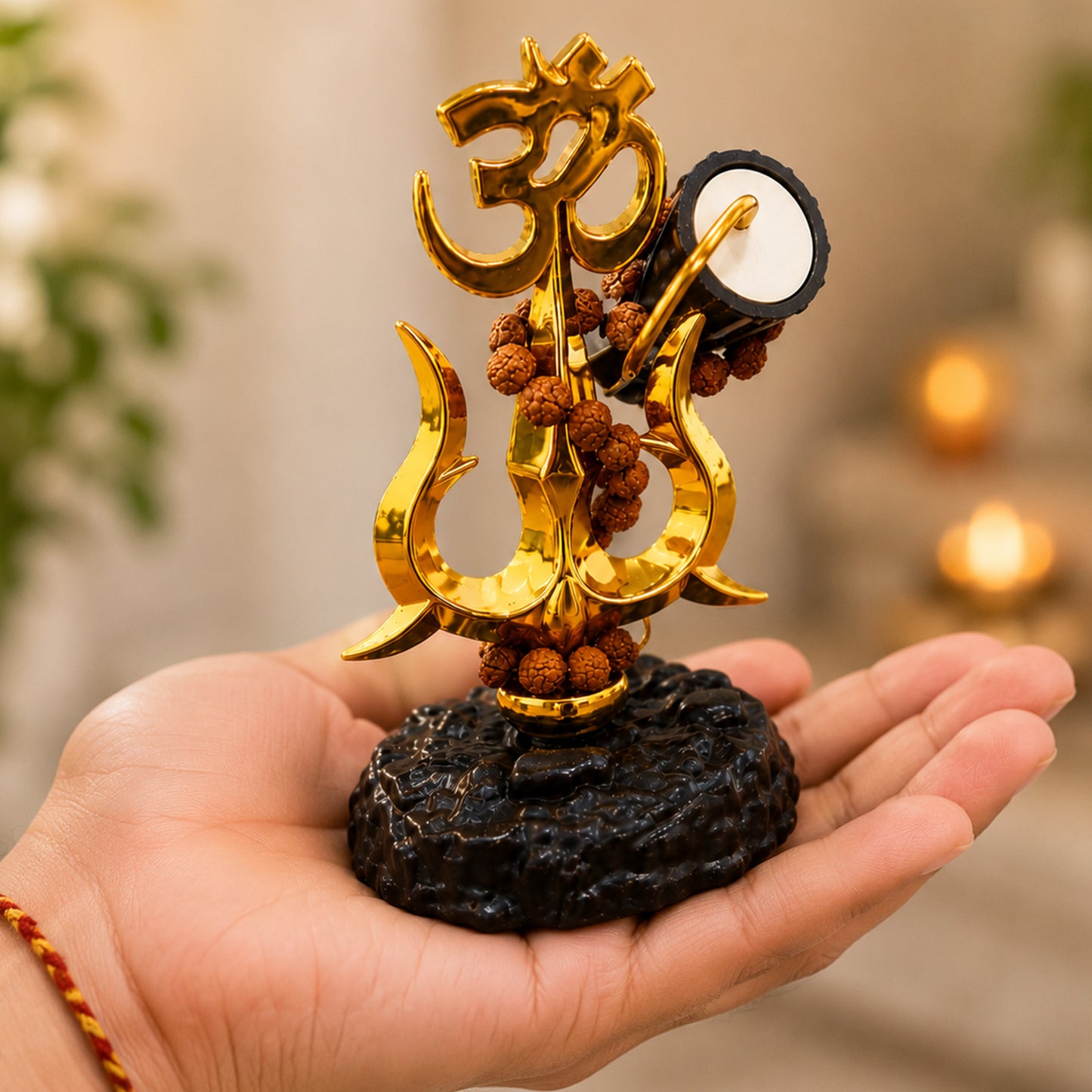 Om Trishul with Damroo | Lord Shiva Spiritual Showpiece