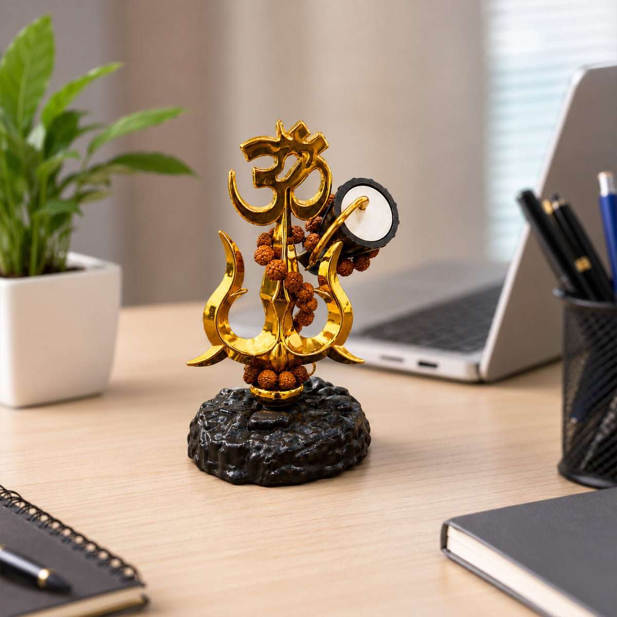 Om Trishul with Damroo | Lord Shiva Spiritual Showpiece
