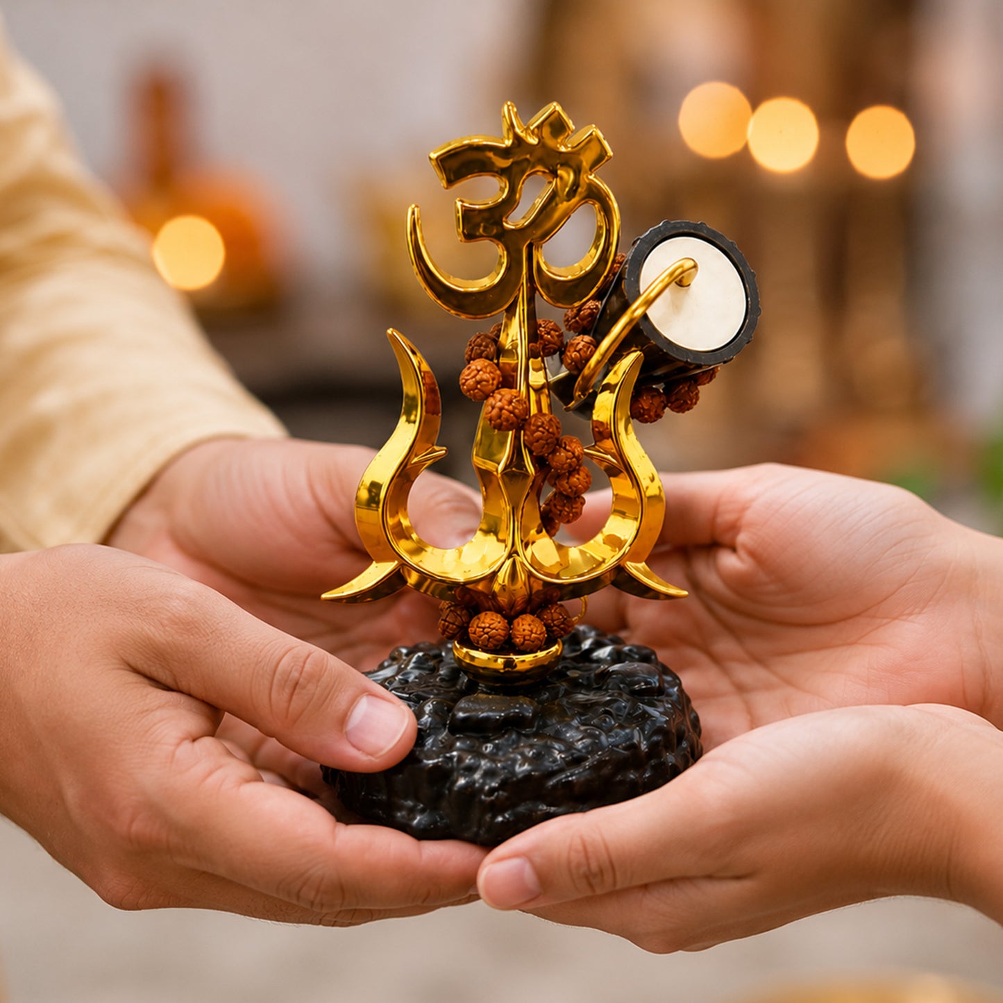 Om Trishul with Damroo | Lord Shiva Spiritual Showpiece