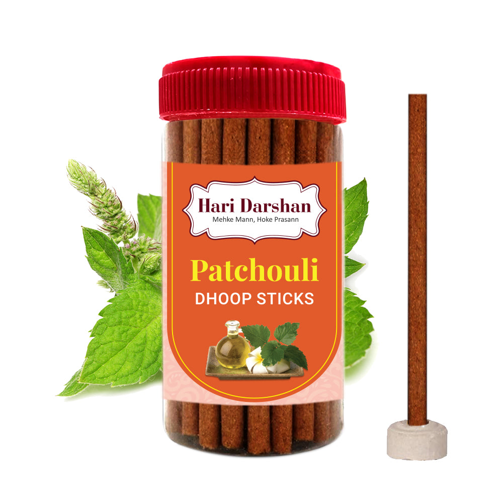 PATCHOULI - Bamboo Less Dhoop Sticks - Premium Fragrance - 125g Jar