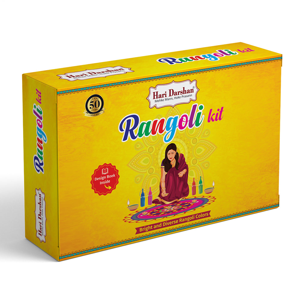 Hari Darshan Rangoli Kit - Set of 9 Rangoli Colours 100g each in 5 bot