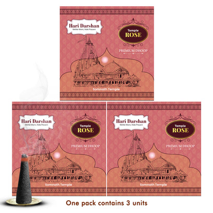 Temple ROSE Premium Dhoop - 100g Each - Approx 10 sticks in Each Pack