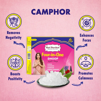 Combo of 4 in 1 Pure Wet Dhoop - Gugal, Chandan, Camphor, Havan Samagri - 16 Sticks in Each Pack