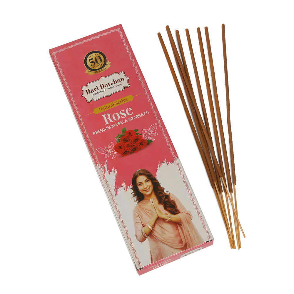 ROSE - Premium Masala Agarbatti - Hand Rolled Natural Series Incense sticks - 39 Sticks in Each Box