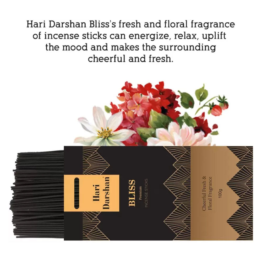 Premium Bliss Agarbatti, Cheerful & Floral Fragrance Incense sticks - 100 St in Each Pack