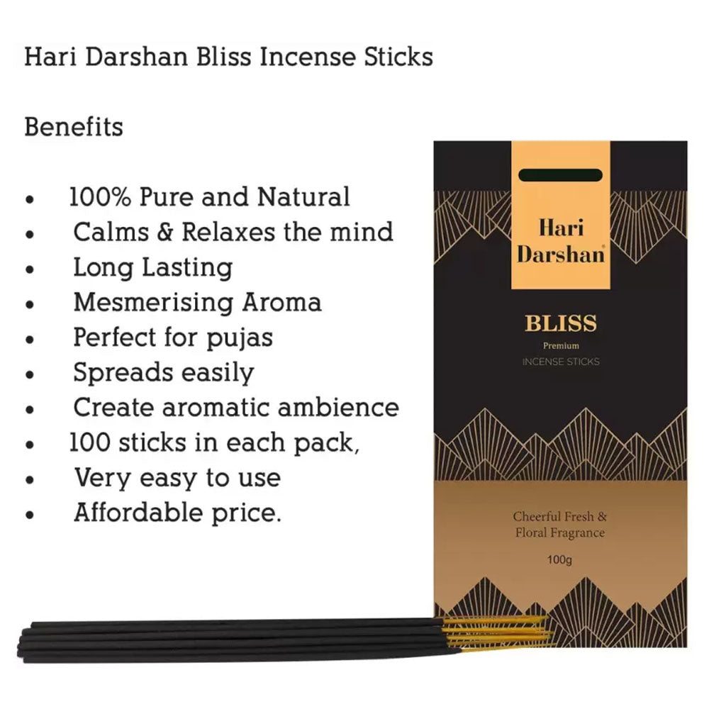 Premium Bliss Agarbatti, Cheerful & Floral Fragrance Incense sticks - 100 St in Each Pack