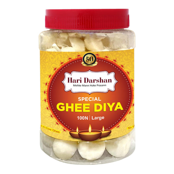 Ghee Diya - Made With Cow Ghee - Ready-to-Use - 45 Minutes Burning Time - 100pc Large Diya