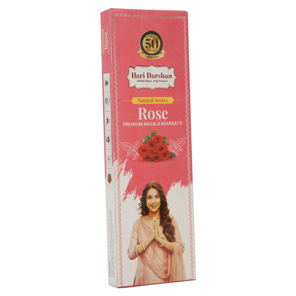 Rose Premium Masala Agarbatti - Hand rolled Natural Series Incense sticks- 60g Each -Approx 39 sticks in each box- Pack of 4