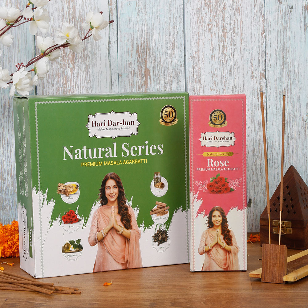 ROSE - Premium Masala Agarbatti - Hand Rolled Natural Series Incense sticks - 39 Sticks in Each Box