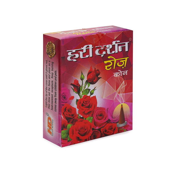 Rose Dhoop Cones, with Beautiful Fragrance (Pack of 12 x 20 Cones)