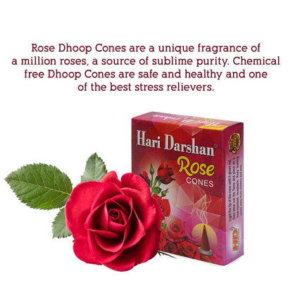 ROSE - Dry Dhoop Cones - With Soothing Fragrance for Pooja Hawan (20-Cones in Each Pack)