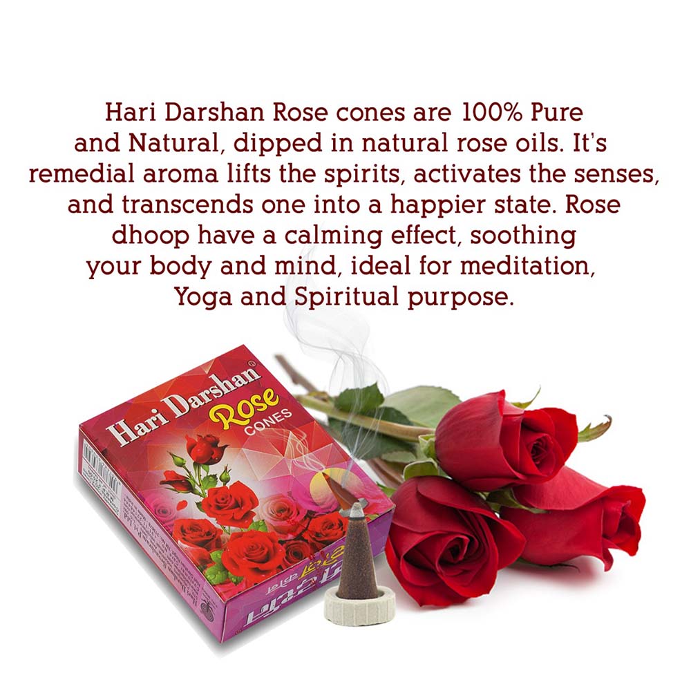 ROSE - Dry Dhoop Cones - With Soothing Fragrance for Pooja Hawan (20-Cones in Each Pack)