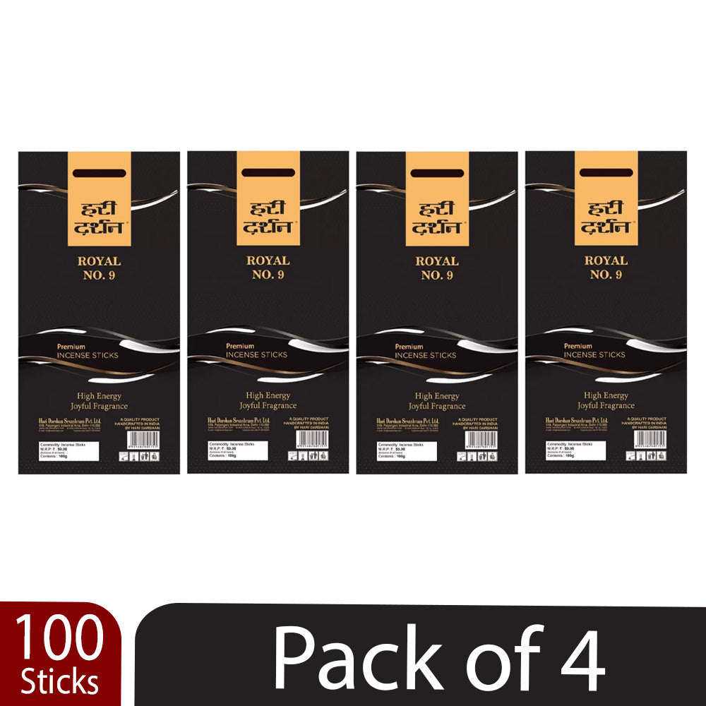 Premium Royal No. 9 Agarbatti, Cheerful & Floral Fragrance Incense sticks - 100 St in Each Pack