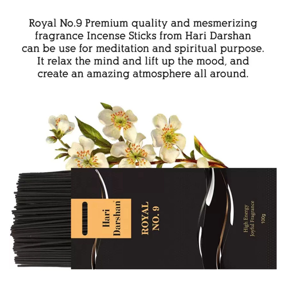 Premium Royal No. 9 Agarbatti, Cheerful & Floral Fragrance Incense sticks - 100 St in Each Pack