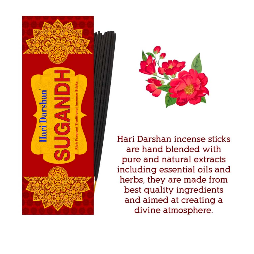 SUGANDH Agarbatti, Perfumed Rich Fragrant Traditional Incense sticks - 25g Each - Approx. 20 Sticks in Each Pack