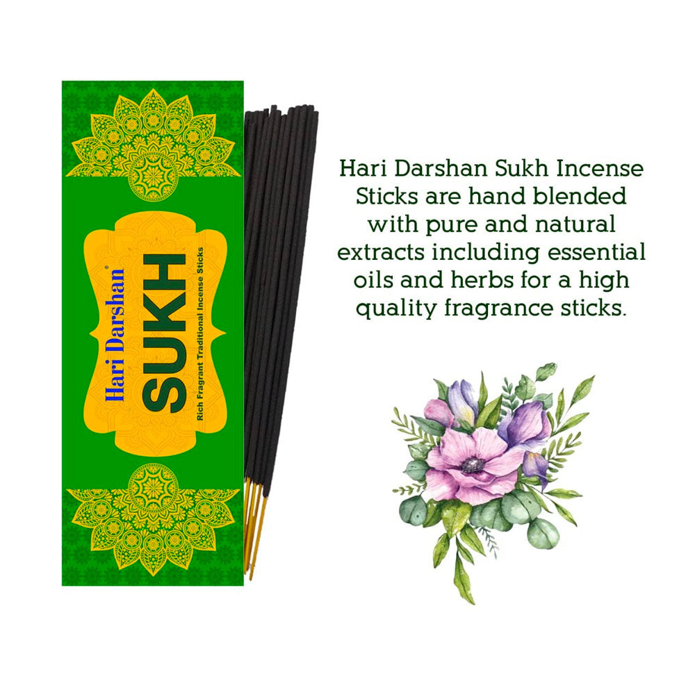 SUKH Agarbatti, Perfumed Rich Fragrant Traditional Incense sticks - 25g Each - Approx. 20 Sticks in Each Pack