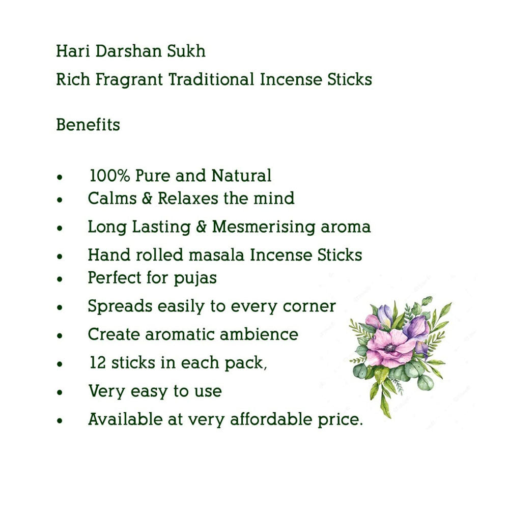 SUKH Agarbatti, Perfumed Rich Fragrant Traditional Incense sticks - 25g Each - Approx. 20 Sticks in Each Pack