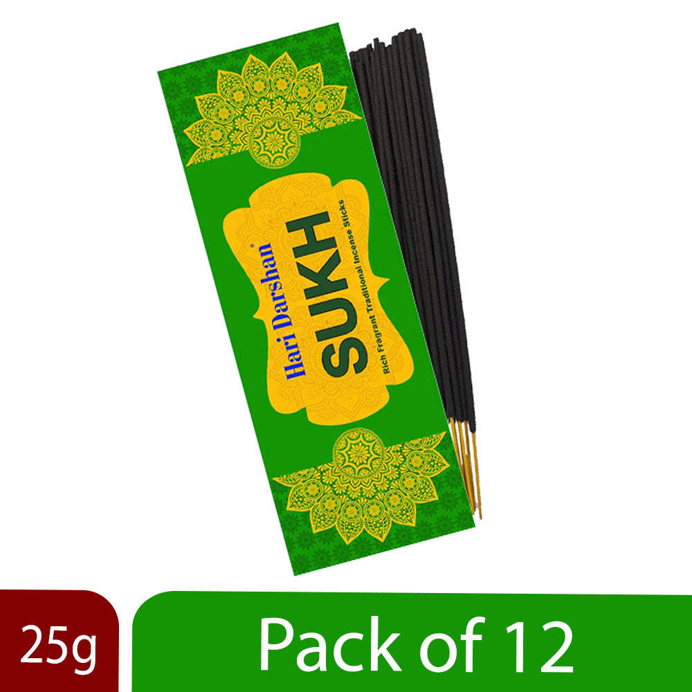 SUKH Agarbatti, Perfumed Rich Fragrant Traditional Incense sticks - 25g Each - Approx. 20 Sticks in Each Pack
