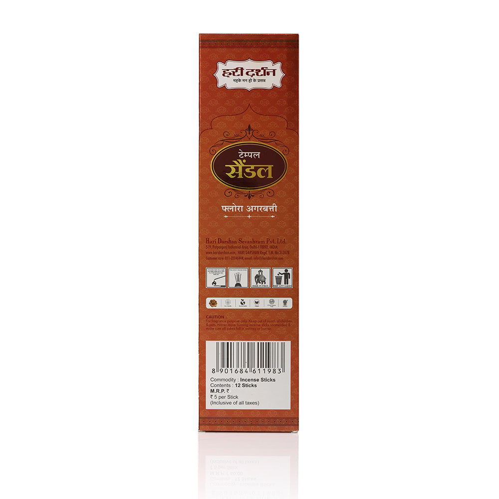 Combo of Temple Flora Agarbatti - Rose, Sandal and Gold - 12 sticks in each - Hand Made Masala Agarbatti  - Pack of 3